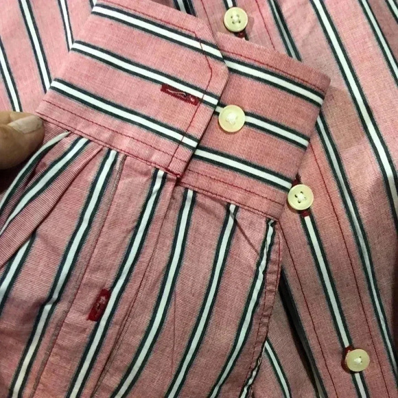 Izod 100% cotton,tailored, chest pocket,pink & blue vertical stripe, button down - Picture 4 of 7